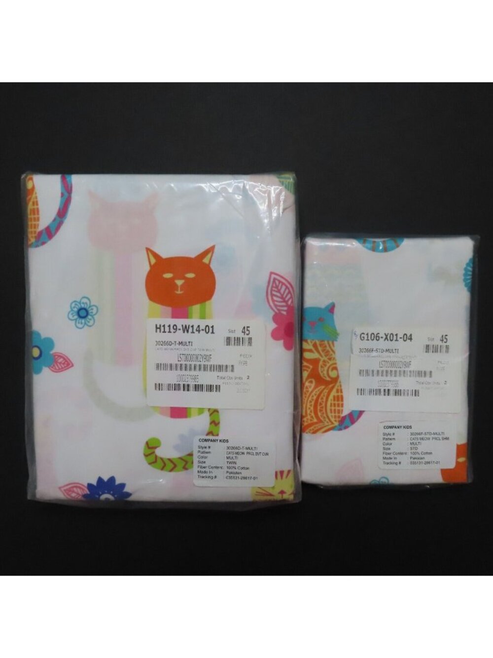 Company Kids Cats Meow Standard Pillow Sham TWIN Duvet Cover Kitten Percale NEW